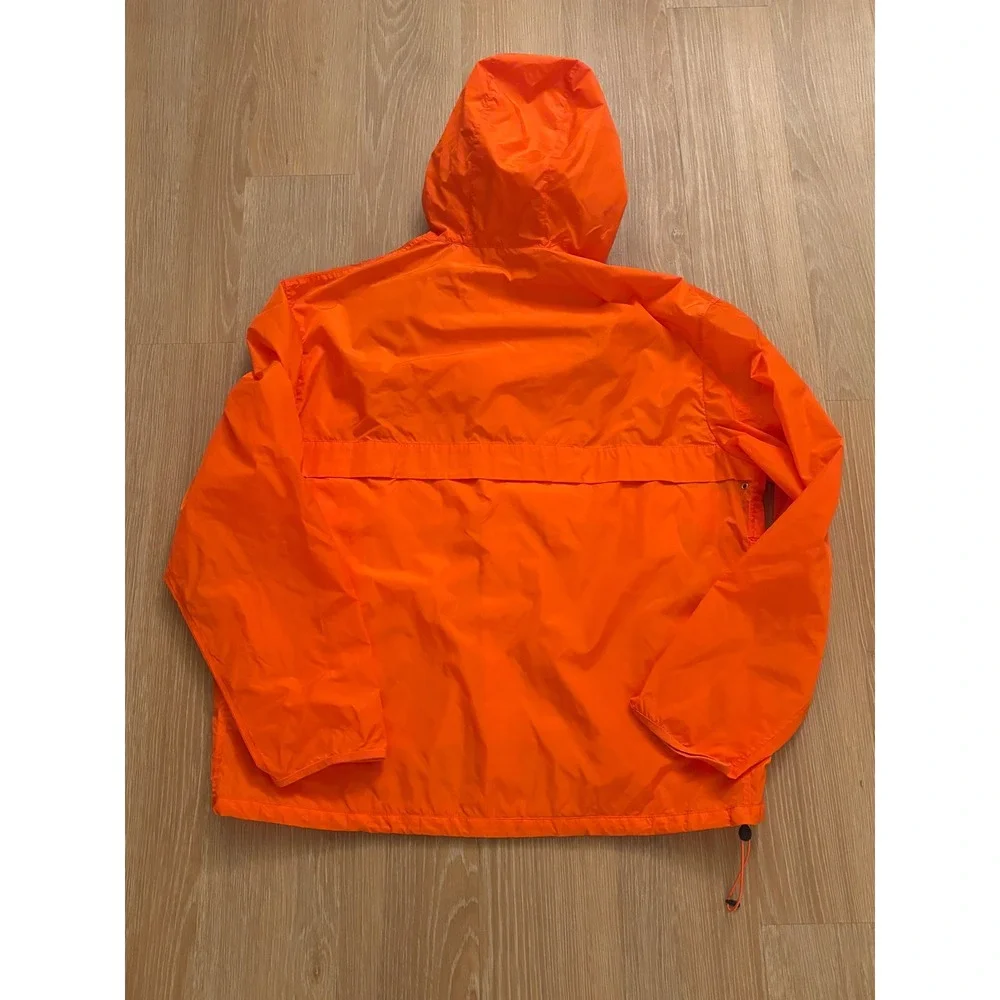 Polo Ralph Lauren Mens XL Orange Hooded Full Zip Windbreaker Jacket Navy Pony